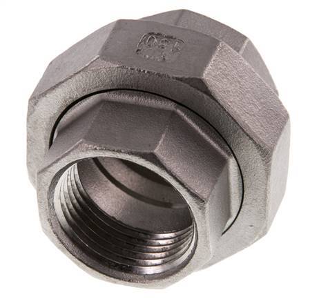 1'' NPT Acero inoxidable Doble Pezón de 3 piezas con sellado cónico 16 Bar