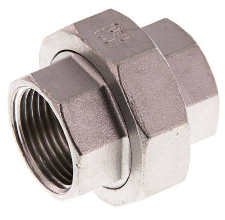 Rp 1'' acero inoxidable espiga doble 3 piezas con cierre cónico 16 Bar