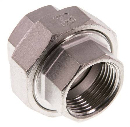 Rp 1'' acero inoxidable espiga doble 3 piezas con cierre cónico 16 Bar