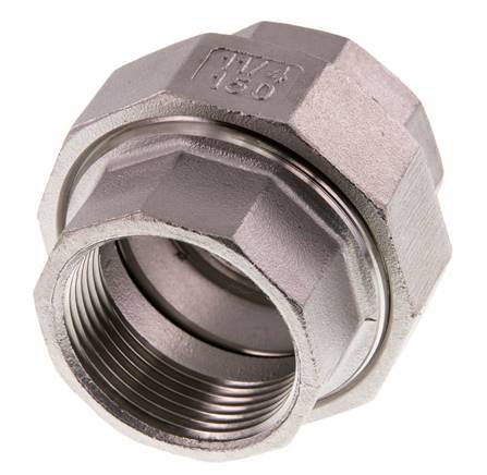 Rp 1 1/4'' acero inoxidable espiga doble 3 piezas con cierre cónico 16 Bar