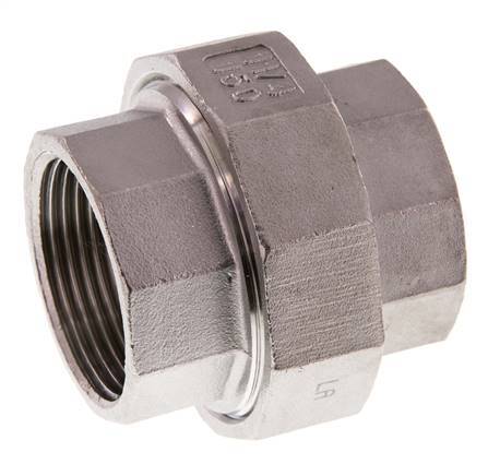Rp 1 1/4'' acero inoxidable espiga doble 3 piezas con cierre cónico 16 Bar