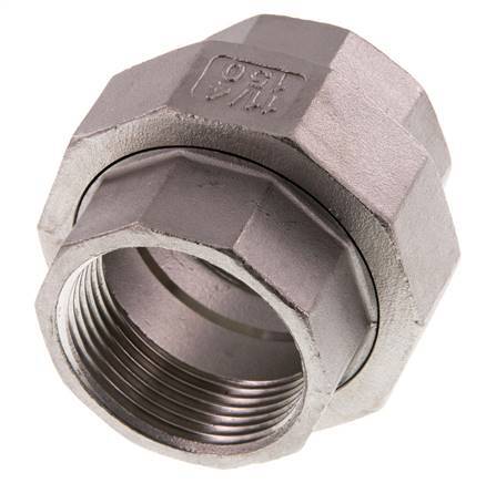 Rp 1 1/4'' acero inoxidable espiga doble 3 piezas con cierre cónico 16 Bar