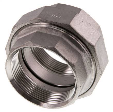 2'' NPT Acero inoxidable Doble Pezón de 3 piezas con sellado cónico 16 Bar