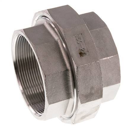 Rp 2 1/2'' acero inoxidable espiga doble 3 piezas con cierre cónico 16 Bar