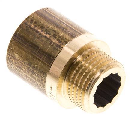 G 1/2'' F/M Extensión de latón DIN 3523 - 25 mm [2 Piezas]