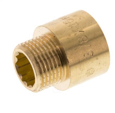 G 3/8'' F/M Brass Extension DIN 3523 - 15 mm [2 Pieces]