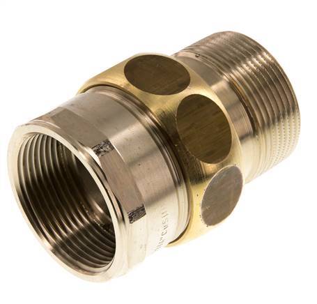 Rp 1 1/2'' x R 1 1/2'' F/M Espiga doble de latón de 3 piezas con cierre cónico 16 Bar