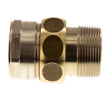 Rp 1 1/2'' x R 1 1/2'' F/M Espiga doble de latón de 3 piezas con cierre cónico 16 Bar