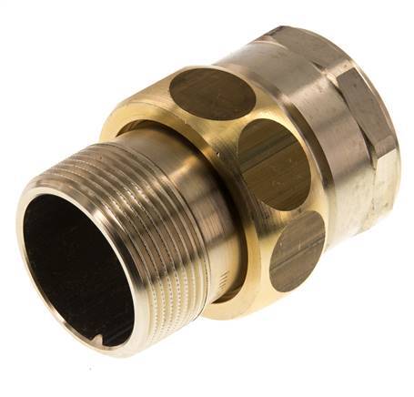 Rp 1 1/2'' x R 1 1/2'' F/M Espiga doble de latón de 3 piezas con cierre cónico 16 Bar