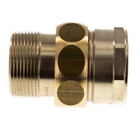 Rp 1 1/2'' x R 1 1/2'' F/M Espiga doble de latón de 3 piezas con cierre cónico 16 Bar