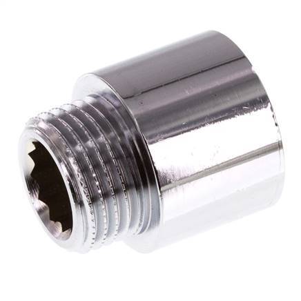 G 1/2'' F/M Extensión de latón cromado DIN 3523 - 20 mm