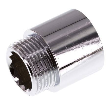 G 3/4'' F/M Extensión de latón cromado DIN 3523 - 25 mm