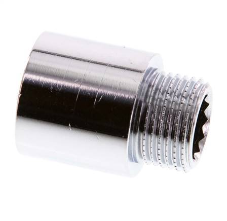G 3/8'' F/M Chromium plated Brass Extension DIN 3523 - 20 mm [2 Pieces]