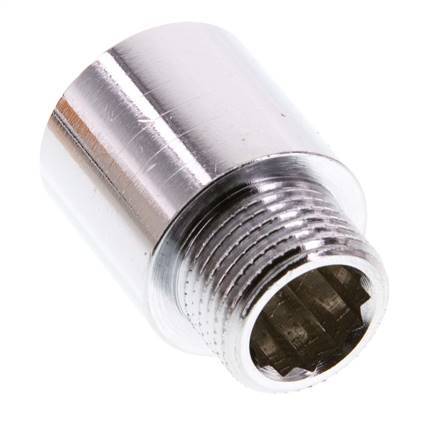G 3/8'' F/M Chromium plated Brass Extension DIN 3523 - 20 mm [2 Pieces]