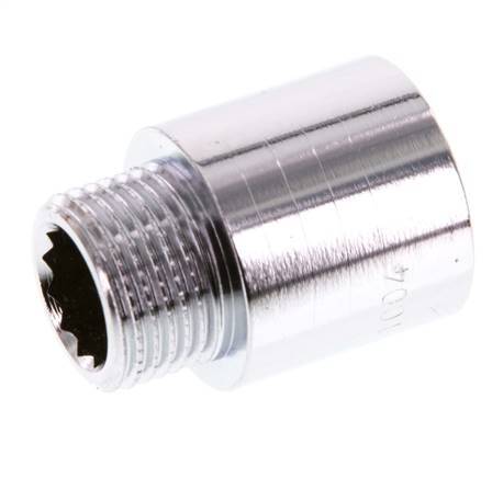 G 3/8'' F/M Chromium plated Brass Extension DIN 3523 - 20 mm [2 Pieces]