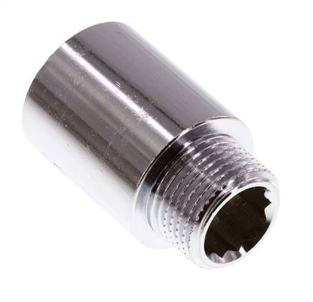 G 3/8'' F/M Extensión de latón cromado DIN 3523 - 25 mm