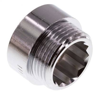 G 1'' F/M Extensión de latón cromado DIN 3523 - 15 mm