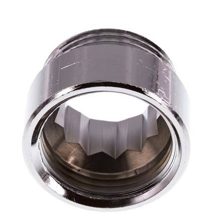 G 1'' F/M Extensión de latón cromado DIN 3523 - 15 mm