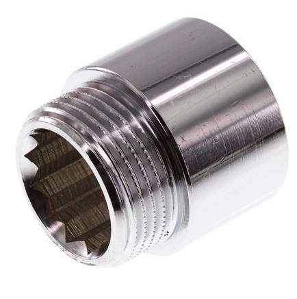 G 1'' F/M Extensión de latón cromado DIN 3523 - 25 mm