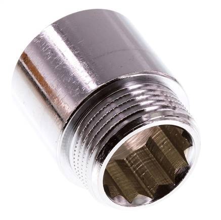 G 1'' F/M Extensión de latón cromado DIN 3523 - 30 mm