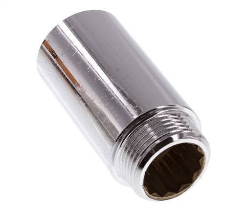 G 1'' F/M Extensión de latón cromado DIN 3523 - 65 mm