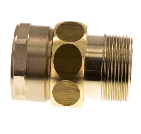 Rp 1 1/2'' x R 1 1/2'' F/M Espiga doble de latón 3 piezas con junta plana 16 Bar