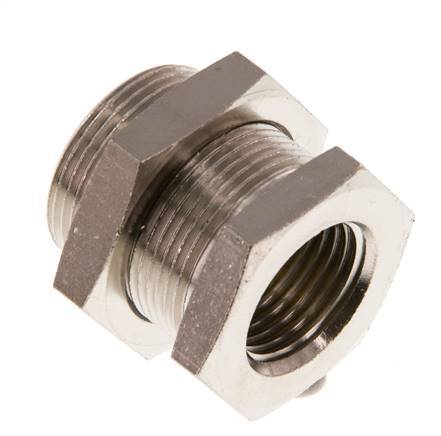 G 1/2'' x M28x1.5 F/M Nickel plated Brass Bulkhead Fitting 16 Bar