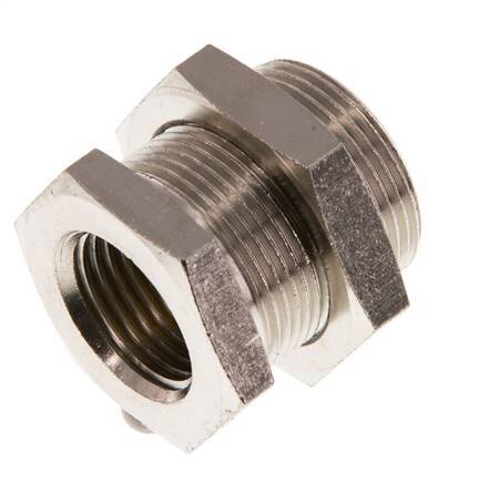 G 1/2'' x M28x1.5 F/M Nickel plated Brass Bulkhead Fitting 16 Bar