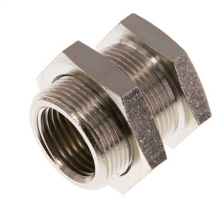 G 1/2'' x M28x1.5 F/M Nickel plated Brass Bulkhead Fitting 16 Bar