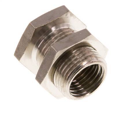 G 1/4'' x G 3/8'' F/M Nickel plated Brass Bulkhead Fitting 16 Bar [2 Pieces]