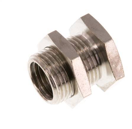 G 1/4'' x G 3/8'' F/M Nickel plated Brass Bulkhead Fitting 16 Bar [2 Pieces]