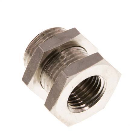 G 1/4'' x G 3/8'' F/M Nickel plated Brass Bulkhead Fitting 16 Bar [2 Pieces]