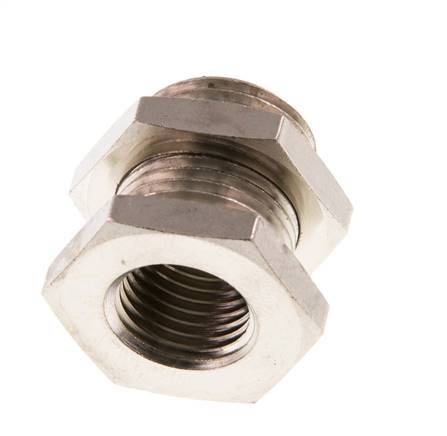 G 1/4'' x G 3/8'' F/M Nickel plated Brass Bulkhead Fitting 16 Bar [2 Pieces]