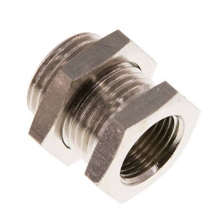 G 3/8'' x G 1/2'' F/M Nickel plated Brass Bulkhead Fitting 16 Bar