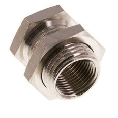 G 3/8'' x G 1/2'' F/M Nickel plated Brass Bulkhead Fitting 16 Bar