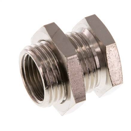 G 3/8'' x G 1/2'' F/M Nickel plated Brass Bulkhead Fitting 16 Bar