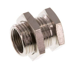 G 3/8'' x G 1/2'' F/M Nickel plated Brass Bulkhead Fitting 16 Bar