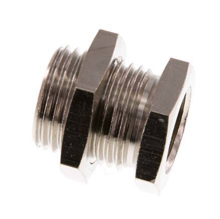 G 3/8'' x G 1/2'' F/M Nickel plated Brass Bulkhead Fitting 16 Bar