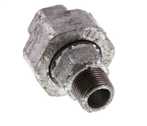 Rp 3/8'' x R 3/8'' F/M Hierro fundido zincado Espiga doble de 3 piezas con cierre cónico 25 Bar