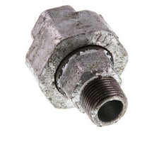 Rp 3/8'' x R 3/8'' F/M Hierro fundido zincado Espiga doble de 3 piezas con cierre cónico 25 Bar