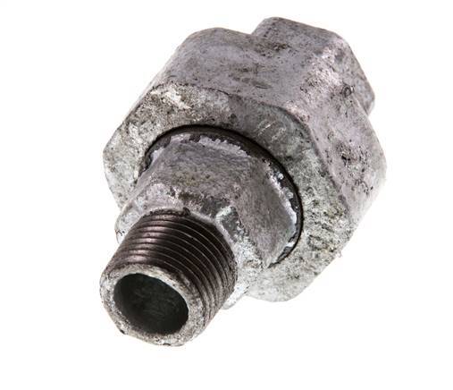 Rp 3/8'' x R 3/8'' F/M Hierro fundido zincado Espiga doble de 3 piezas con cierre cónico 25 Bar