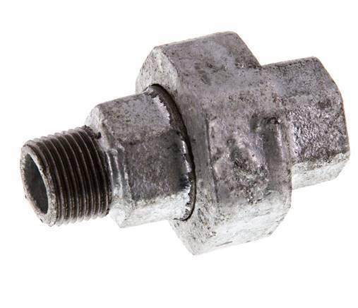 Rp 3/8'' x R 3/8'' F/M Hierro fundido zincado Espiga doble de 3 piezas con cierre cónico 25 Bar