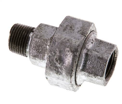 Rp 3/8'' x R 3/8'' F/M Hierro fundido zincado Espiga doble de 3 piezas con cierre cónico 25 Bar
