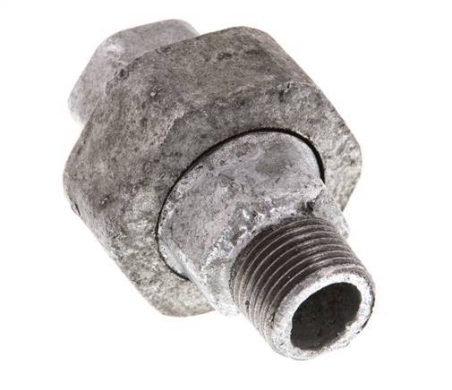 Rp 3/8'' x R 3/8'' F/M Hierro fundido zincado Espiga doble 3 piezas con junta plana 25 Bar