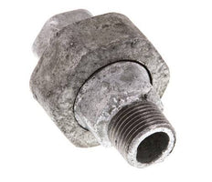 Rp 3/8'' x R 3/8'' F/M Hierro fundido zincado Espiga doble 3 piezas con junta plana 25 Bar