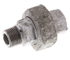 Rp 3/8'' x R 3/8'' F/M Hierro fundido zincado Espiga doble 3 piezas con junta plana 25 Bar