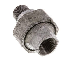 Rp 3/8'' x R 3/8'' F/M Hierro fundido zincado Espiga doble 3 piezas con junta plana 25 Bar