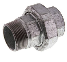 Rp 1 1/2'' x R 1 1/2'' F/M Hierro fundido zincado Espiga doble de 3 piezas con cierre cónico 25 Bar