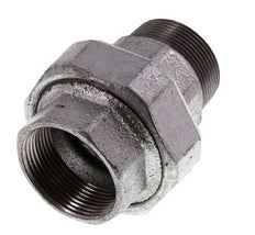 Rp 1 1/2'' x R 1 1/2'' F/M Hierro fundido zincado Espiga doble 3 piezas con junta plana 25 Bar