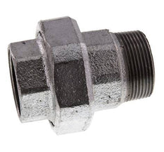 Rp 1 1/2'' x R 1 1/2'' F/M Hierro fundido zincado Espiga doble 3 piezas con junta plana 25 Bar